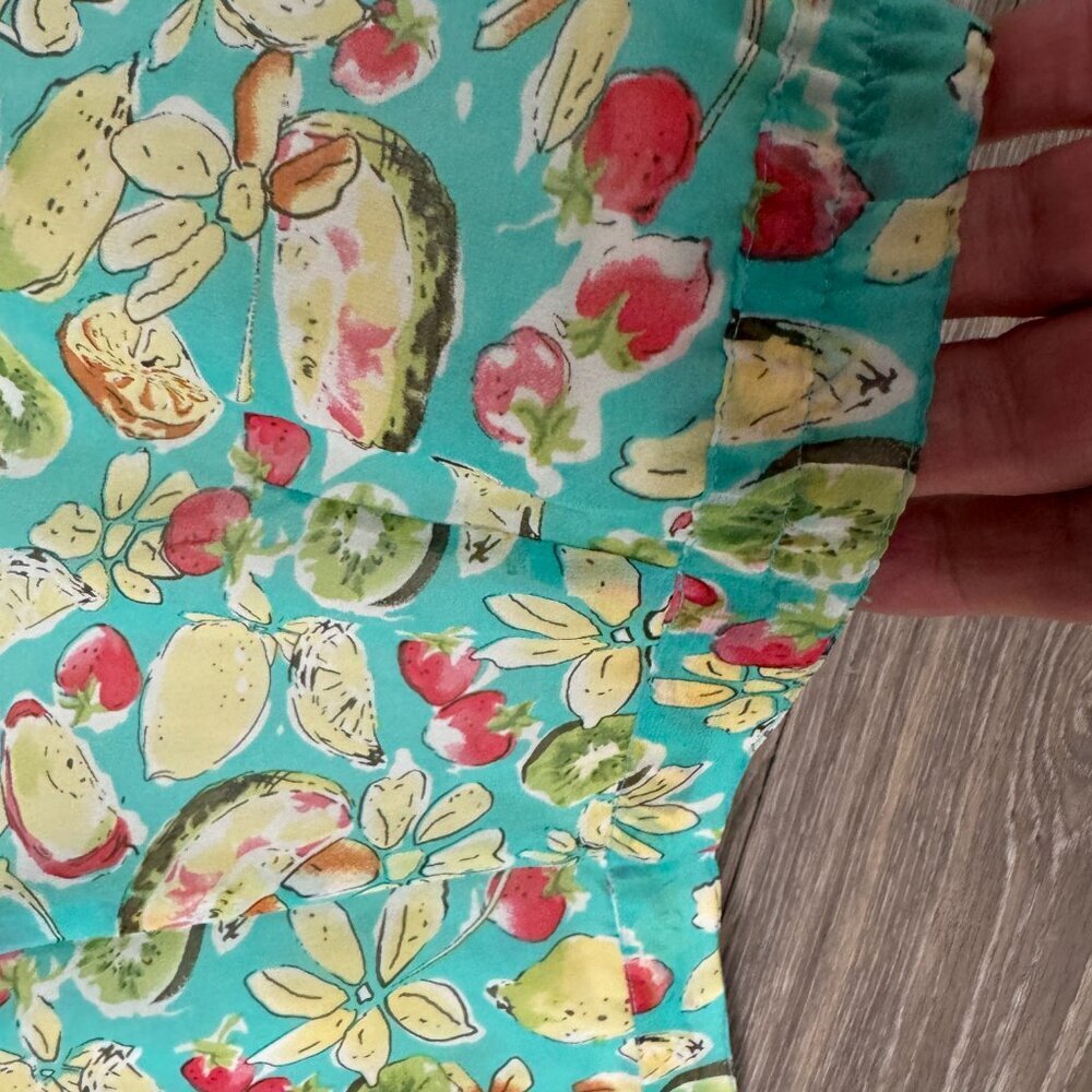 NWT 100% Silk Fruit Print Wide Lag Pants  Summer  Size M - Picture 3 of 5
